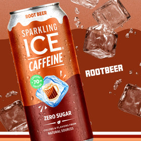 Sparkling Ice Shoppe Root Beer nutrition label highlights antioxidants and vitamins.