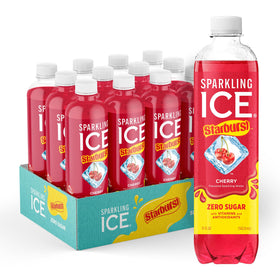 Sparkling Ice STARBURST Cherry bottle with vibrant color and zero sugar.