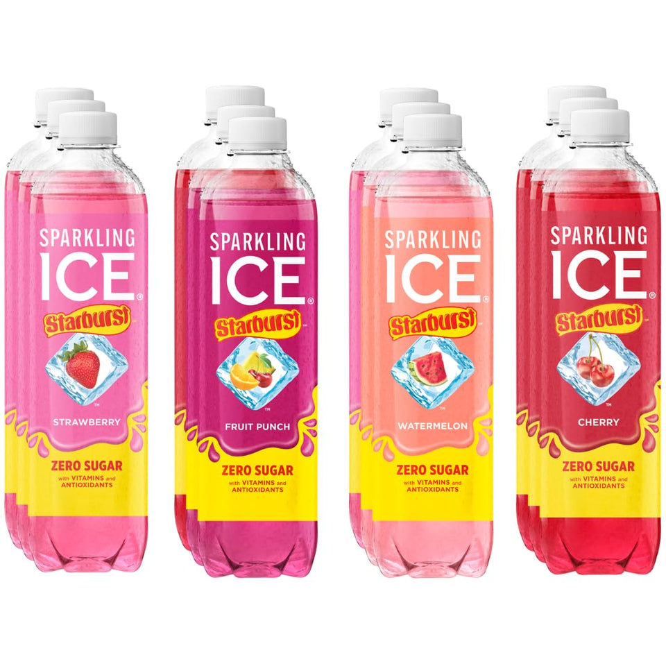 Sparkling Ice Starburst Cherry can with bold cherry flavor for a refreshing on-the-go moment.