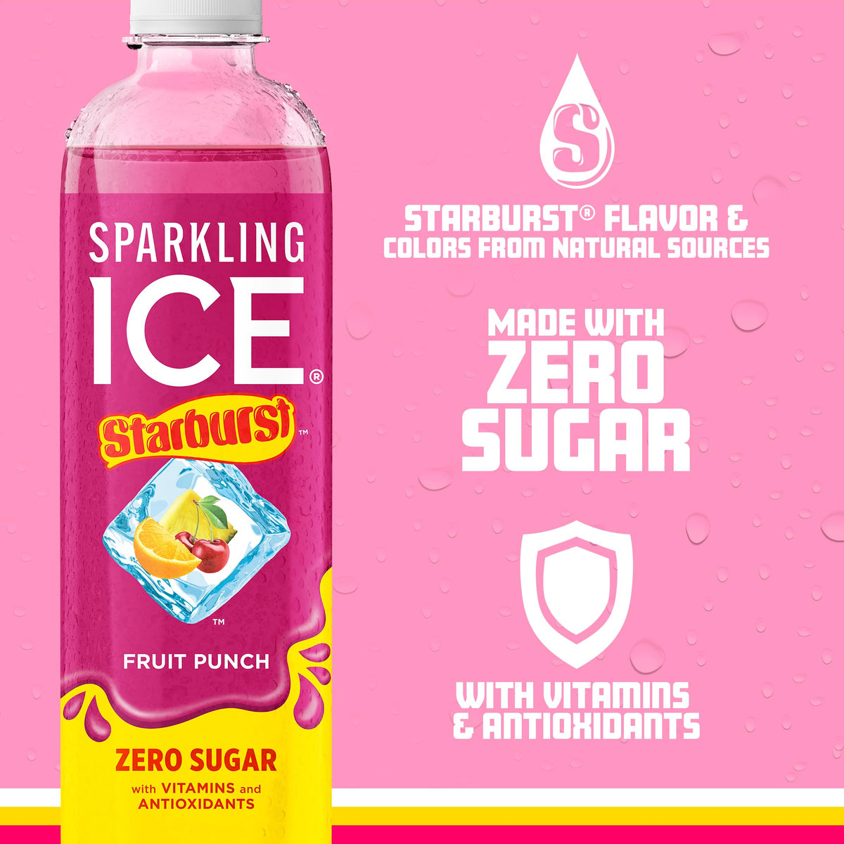 Six-pack box featuring Sparkling Ice Starburst, low calorie hydration