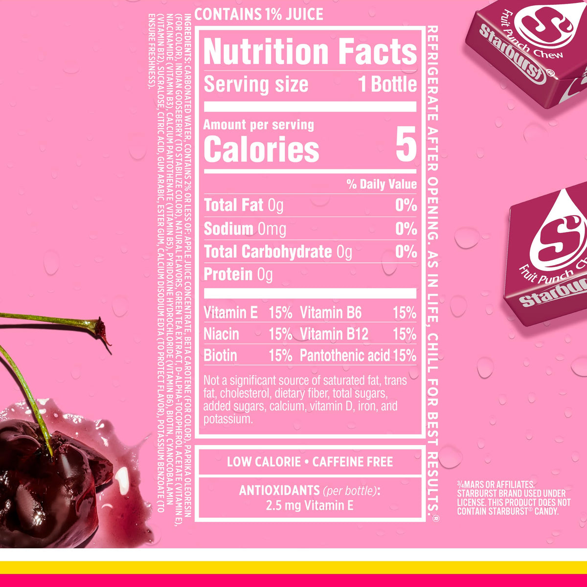 Close-up of natural color sources in the Sparkling Ice label