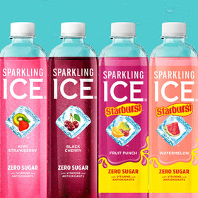 Cans on ice: Sparkling Ice Starburst Red display