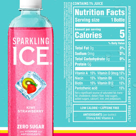 Closeup of Sparkling Ice Starburst Red label with vitamins