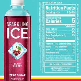 Nutrition facts panel on Sparkling Ice Starburst Red can