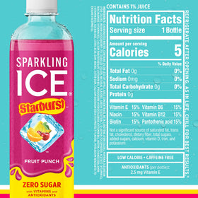 Display of Sparkling Ice Starburst Red Variety Pack in pantry