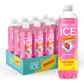 Sparkling Ice STARBURST Strawberry bottle with zero sugar and bold flavor.