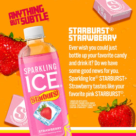 Sparkling Ice STARBURST Strawberry pour showing bright fizziness and candy-inspired aroma.
