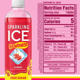 Sparkling Ice Starburst bottle cooling in the fridge