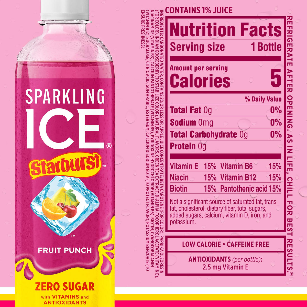 Packaging display of Sparkling Ice Starburst variety pack