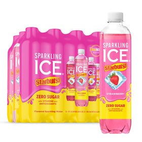 Sparkling Ice Starburst strawberry bottle for a zero-sugar, refreshing flavor