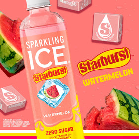 Sparkling Ice Starburst Watermelon bottle front view for on-the-go hydration
