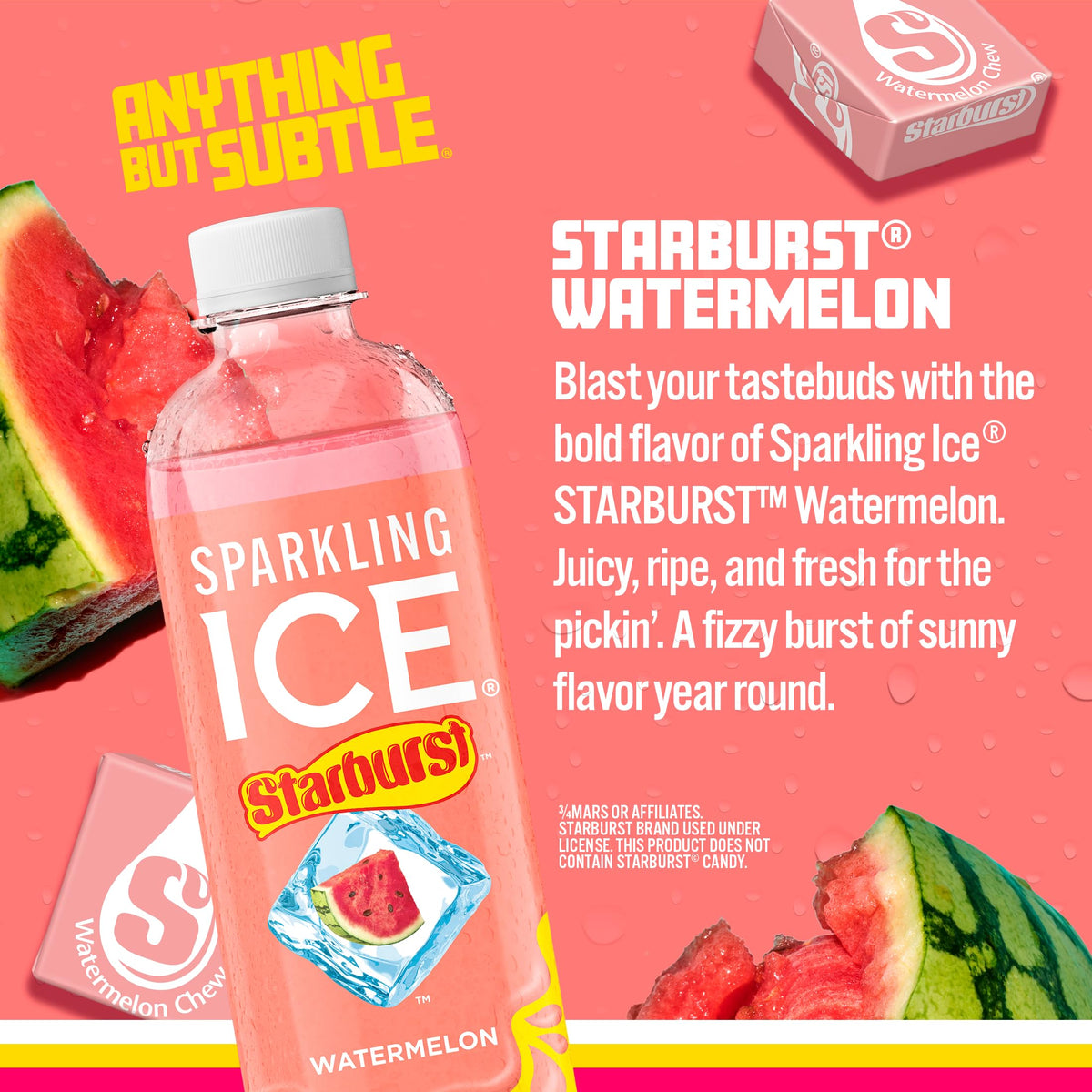 Sparkling Ice Starburst Watermelon nutrition panel highlights vitamins and low calories