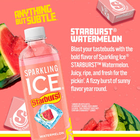 Sparkling Ice Starburst Watermelon nutrition panel highlights vitamins and low calories