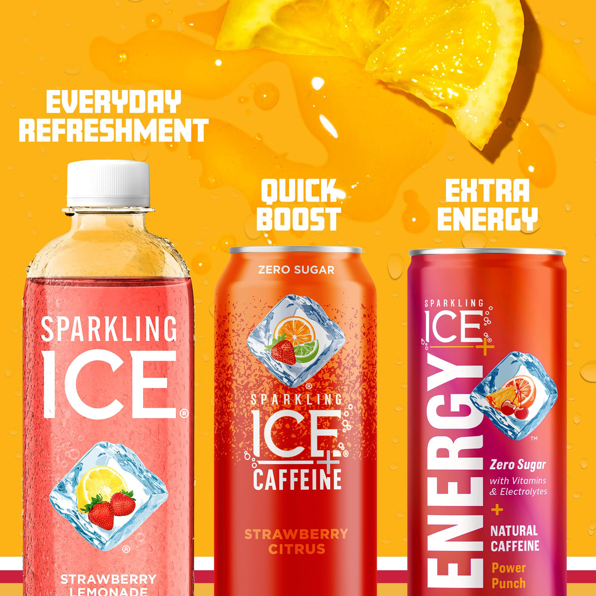 Sparkling Ice Strawberry Lemonade ingredients highlight natural colors and vitamins.