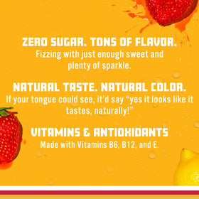 Sparkling Ice Strawberry Lemonade bottle label close-up with vibrant fruit.