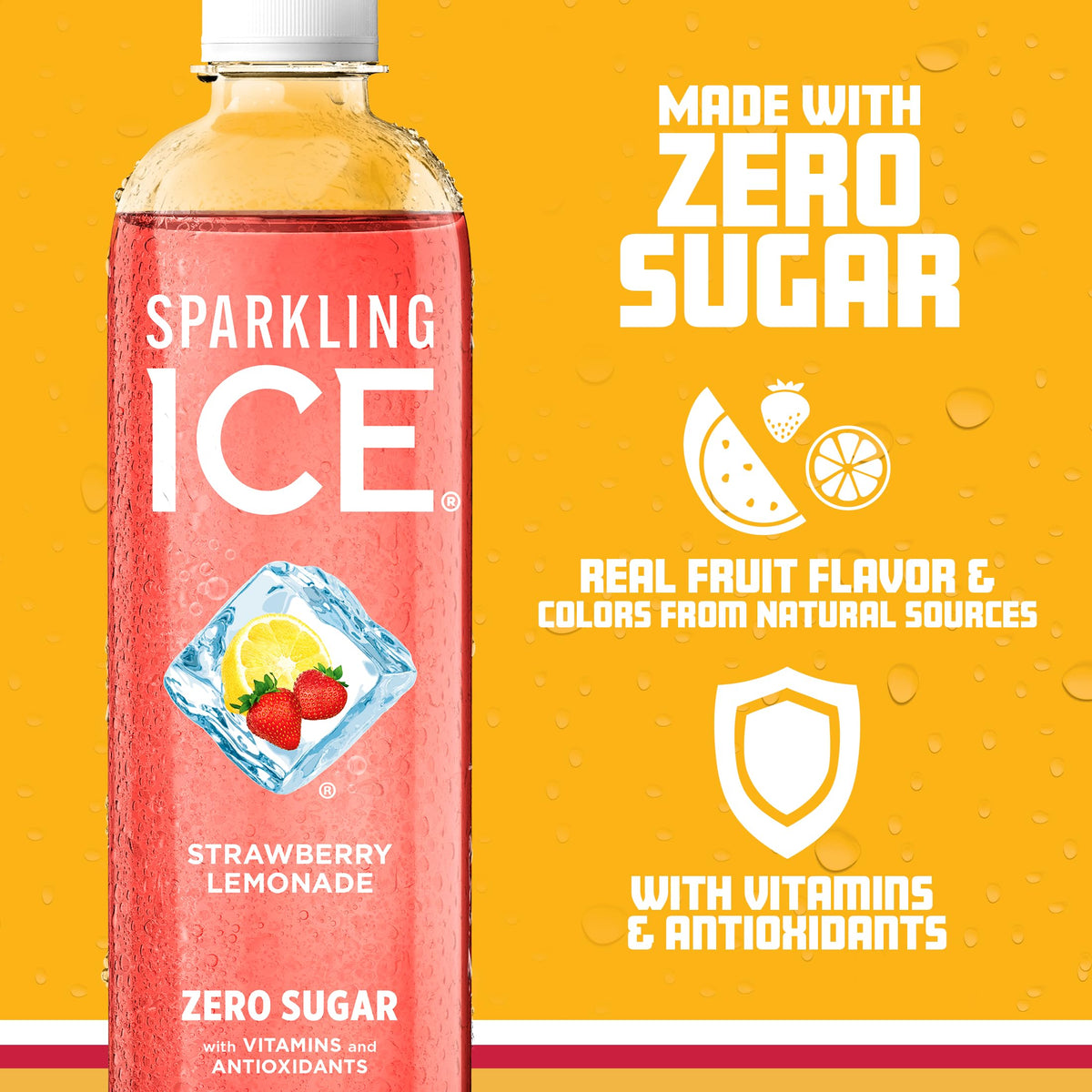 Sparkling Ice Strawberry Lemonade pack on table for gatherings.