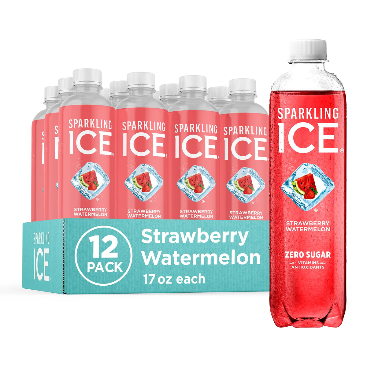 Sparkling Ice Strawberry Watermelon bottle showing bold fruit flavor with zero sugar