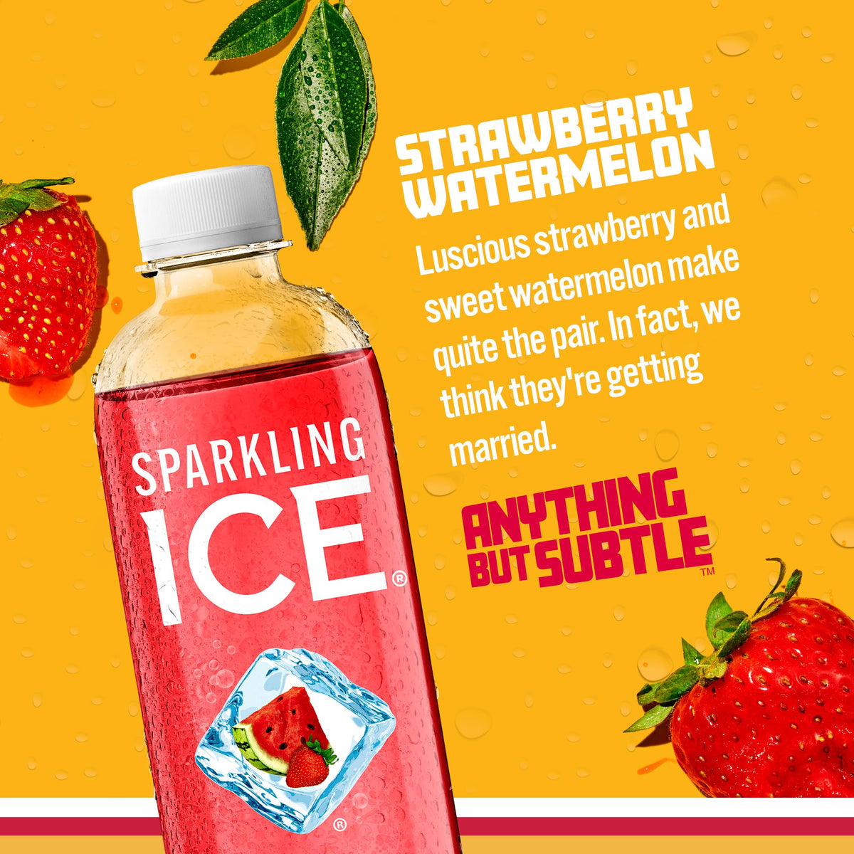 Sparkling Ice Strawberry Watermelon pour captures vibrant fizz and low calories
