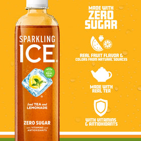 Sparkling Ice Tea Lemonade glass with ice emphasizes bold, refreshing flavor