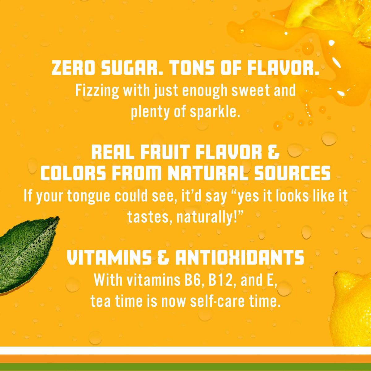 Sparkling Ice Tea Lemonade vitamin-label close-up highlights added nutrients