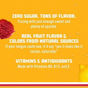 Zero sugar claim visible on Sparkling Ice Raspberry Lemonade bottle label.