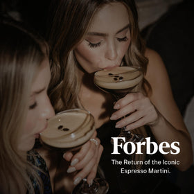 Speakeasy Espresso Martini garnish bottle pour demonstrates bar-quality presentation.