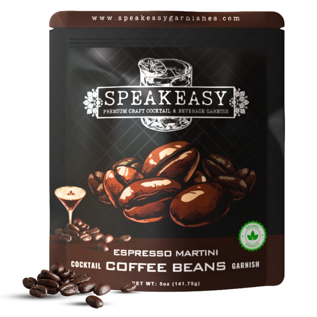 Speakeasy Espresso Martini coffee bean garnish on a cocktail enhances aroma and presentation.