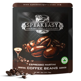 Speakeasy Espresso Martini coffee bean garnish on a cocktail enhances aroma and presentation.