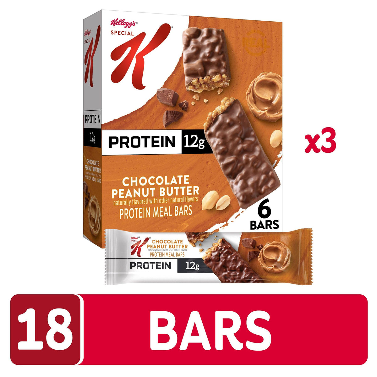 Special K Bar Protein creamy peanut butter interior for satisfying hunger.