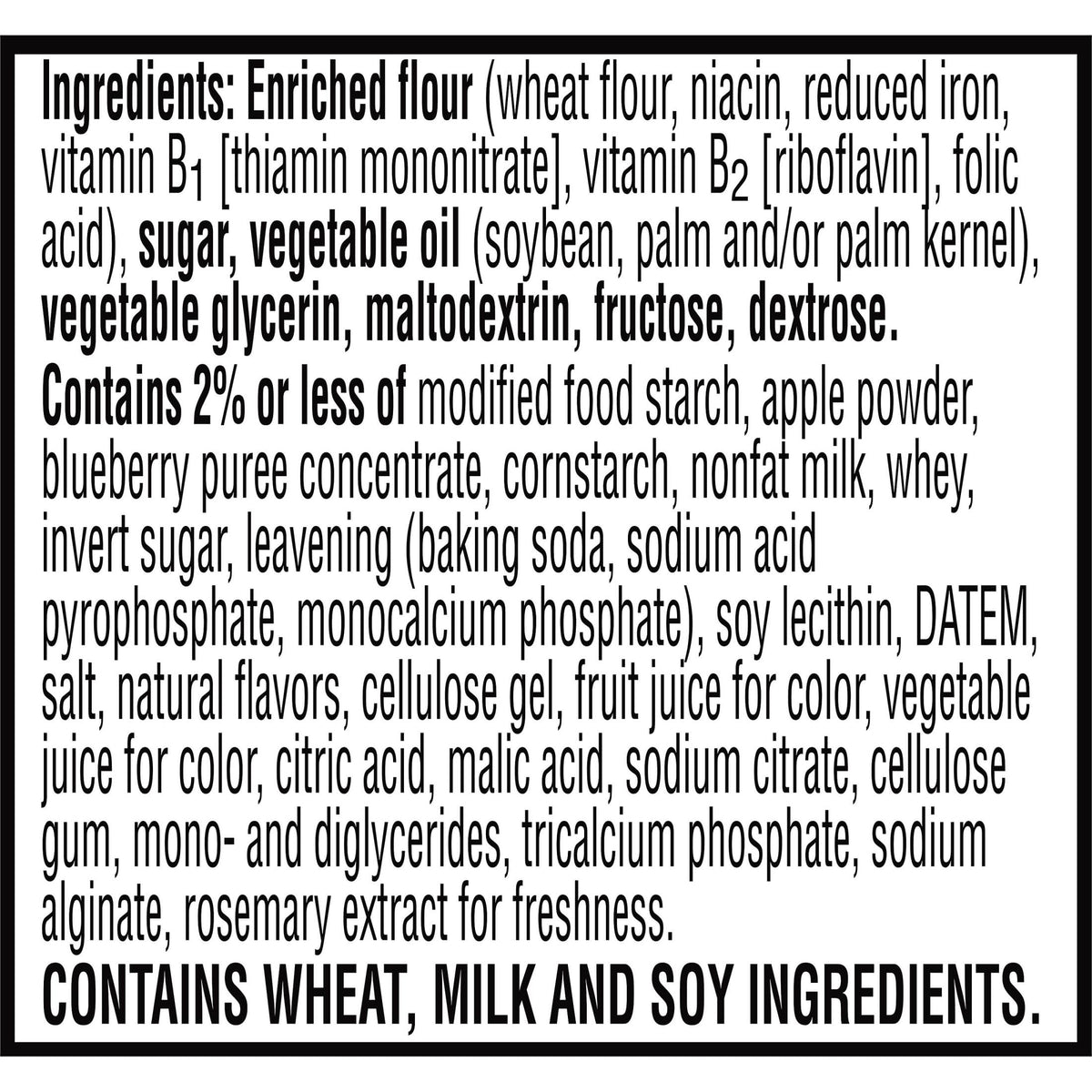 Special K Blueberry Pastry Crisps nutrition label, detail includes 100 calories per serving