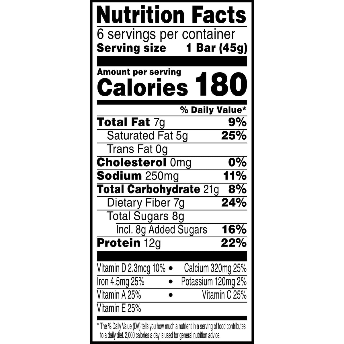 Special K Brownie Batter Bar nutrition label close-up highlighting protein and fiber