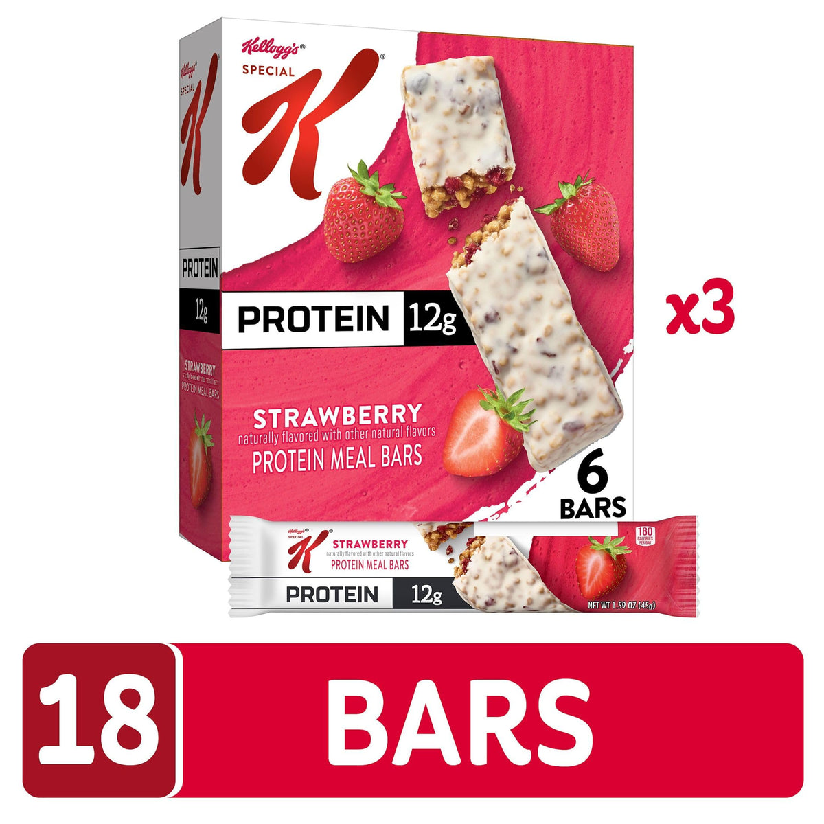 Special K Protein Meal Bar showing visible strawberry fruit pieces for a fruity bite.