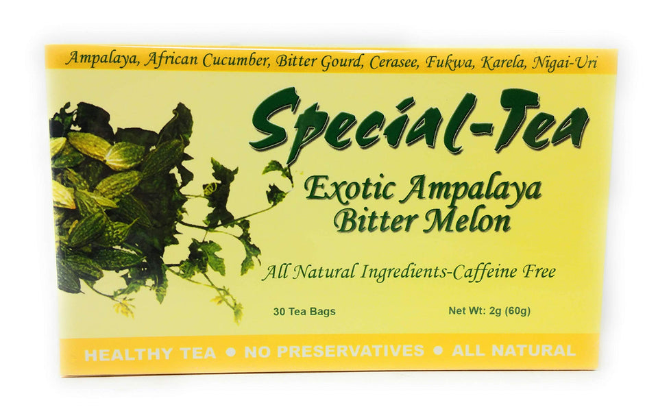 Special Tea Exotic Ampalaya tea bag steeping for a caffeine-free moment.