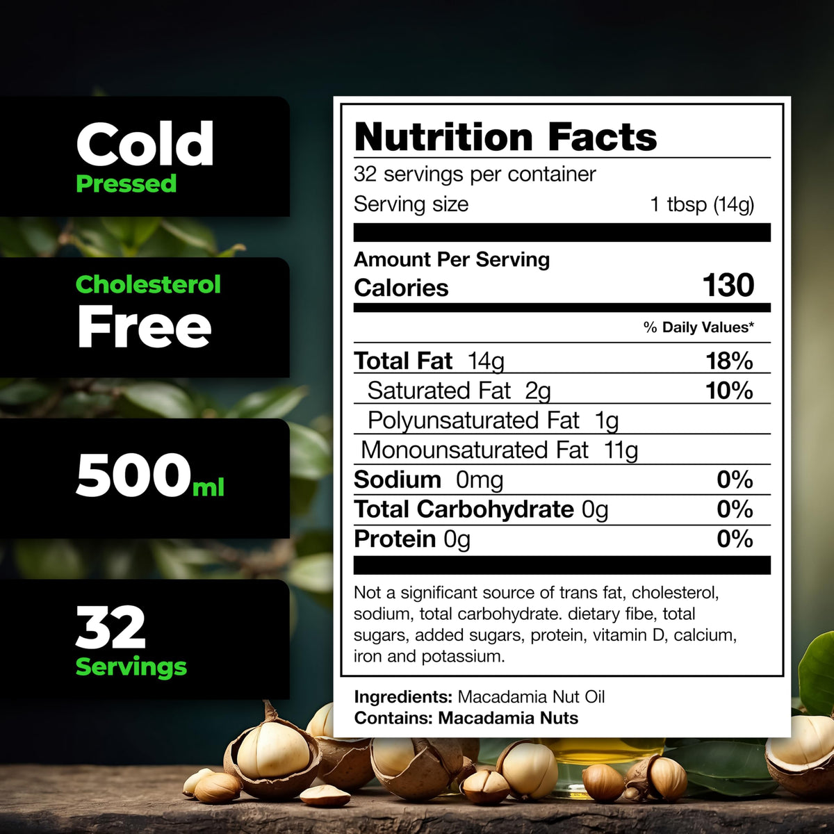 Species Nutrition macadamia oil dressing-salad highlights heart-healthy fats and aroma