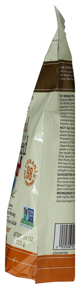 Spectrum Essentials Organic flaxseed close-up highlights 3 g fiber per serving