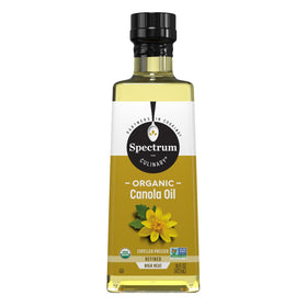 Spectrum Naturals refined canola oil bottle ready for high-heat cooking and frying.