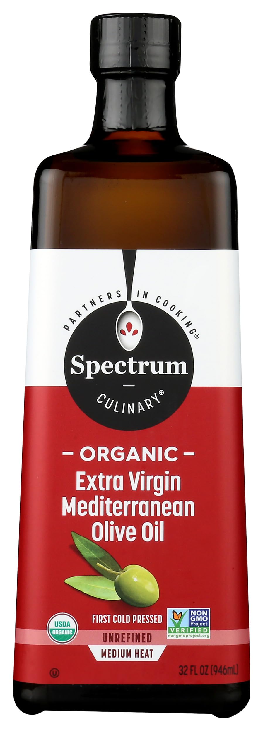 Spectrum Organic Mediterranean Olive Oil bottle for light frying and delicate flavor.