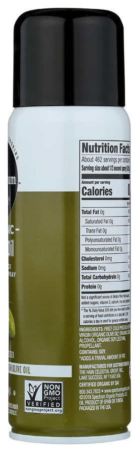 Spectrum Organic Olive Oil Spray offers nonstick coating for quick meals.