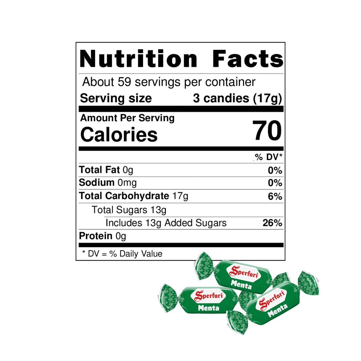 Detail view of Sperlari mint candy with bright green color and sugar shine.