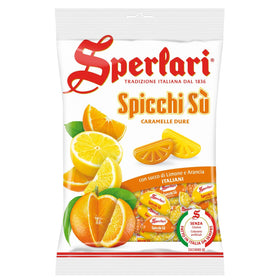Sperlari Spicchi Su orange wedge candy close-up highlighting tangy citrus flavor.