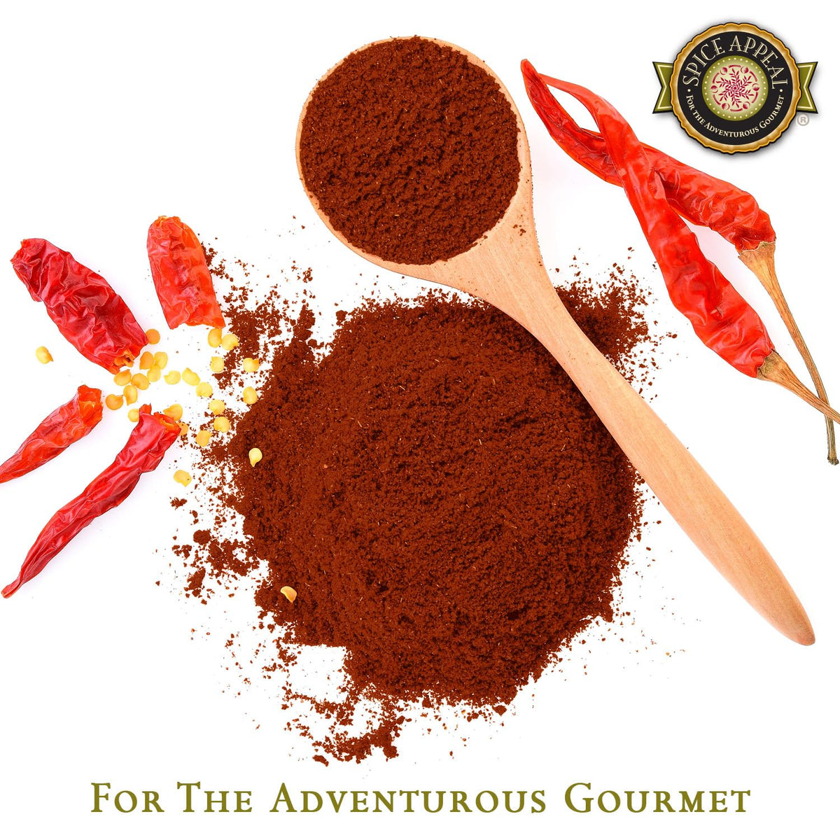 Spice Appeal Chipotle Chili Ground label, showcasing all-natural ingredients and fresh spice blend.