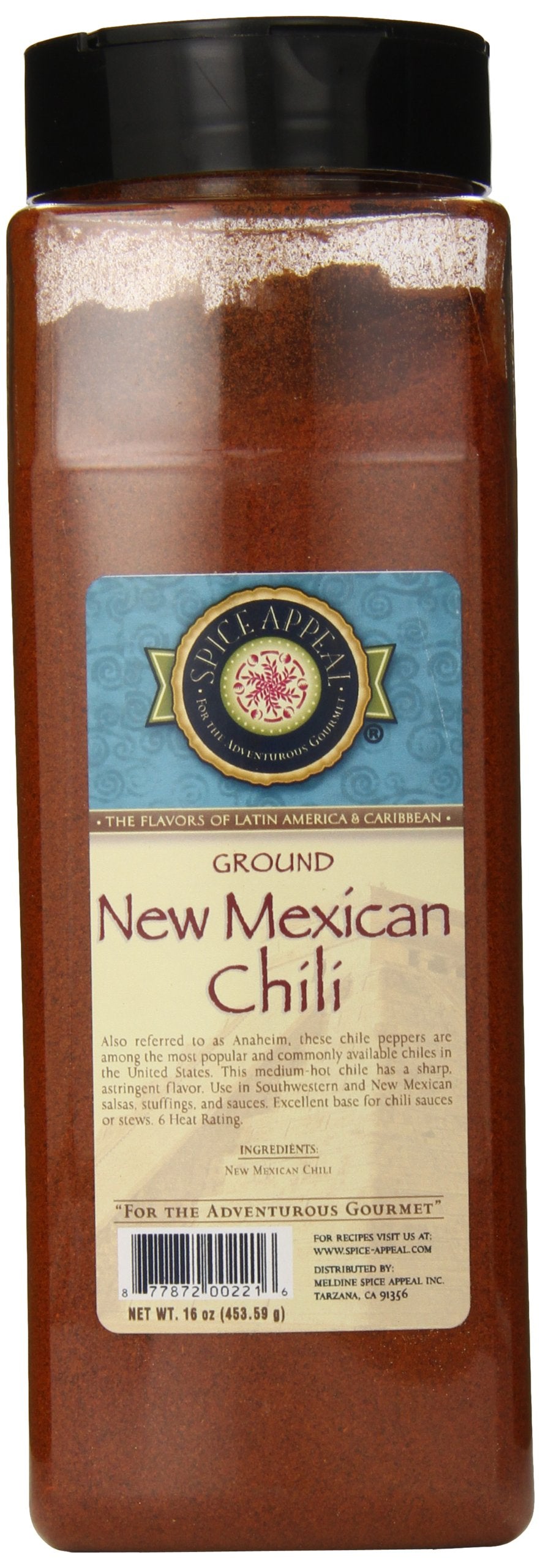 Spice Appeal New Mexican Chili Ground front label, fresh and versatile for kitchens.