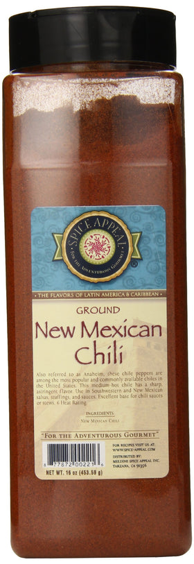 Spice Appeal New Mexican Chili Ground front label, fresh and versatile for kitchens.