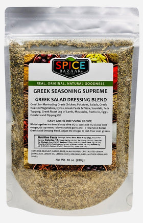 Spice Bazaar Greek Seasoning Supreme bottle enhances Mediterranean flavor in meals