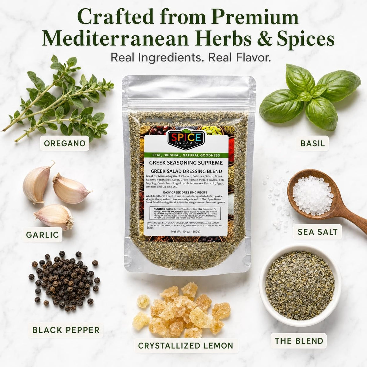 Spice Bazaar Greek Seasoning Supreme on roasted potatoes for crisp, herbaceous sides