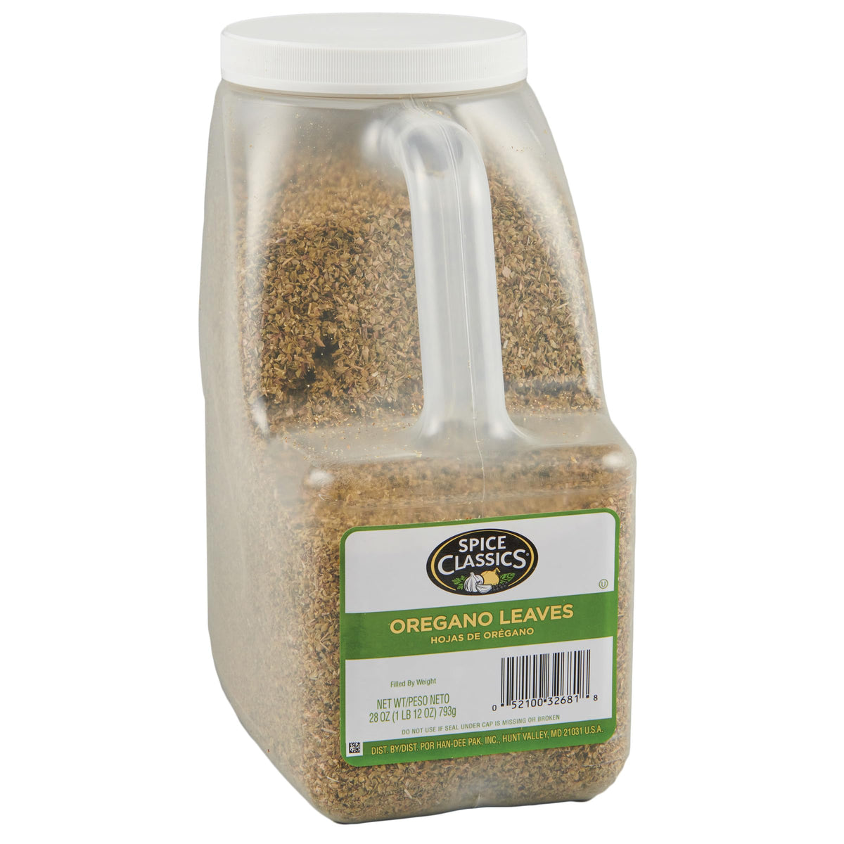 Spice Classics oregano leaves in a 1.75 lb container for bulk kitchen use.