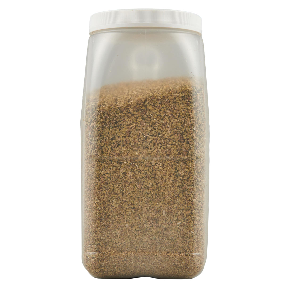 Spice Classics oregano leaves shown in a wide-mouth container for easy dispensing.