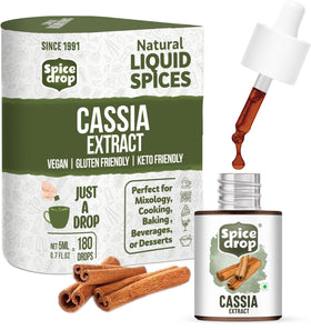 Spice Drop Cinnamon Cassia extract bottle close-up for rich flavor