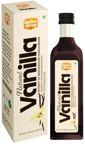 Spice Drop Pure Madagascar Vanilla Extract bottle with rich aroma for baking.