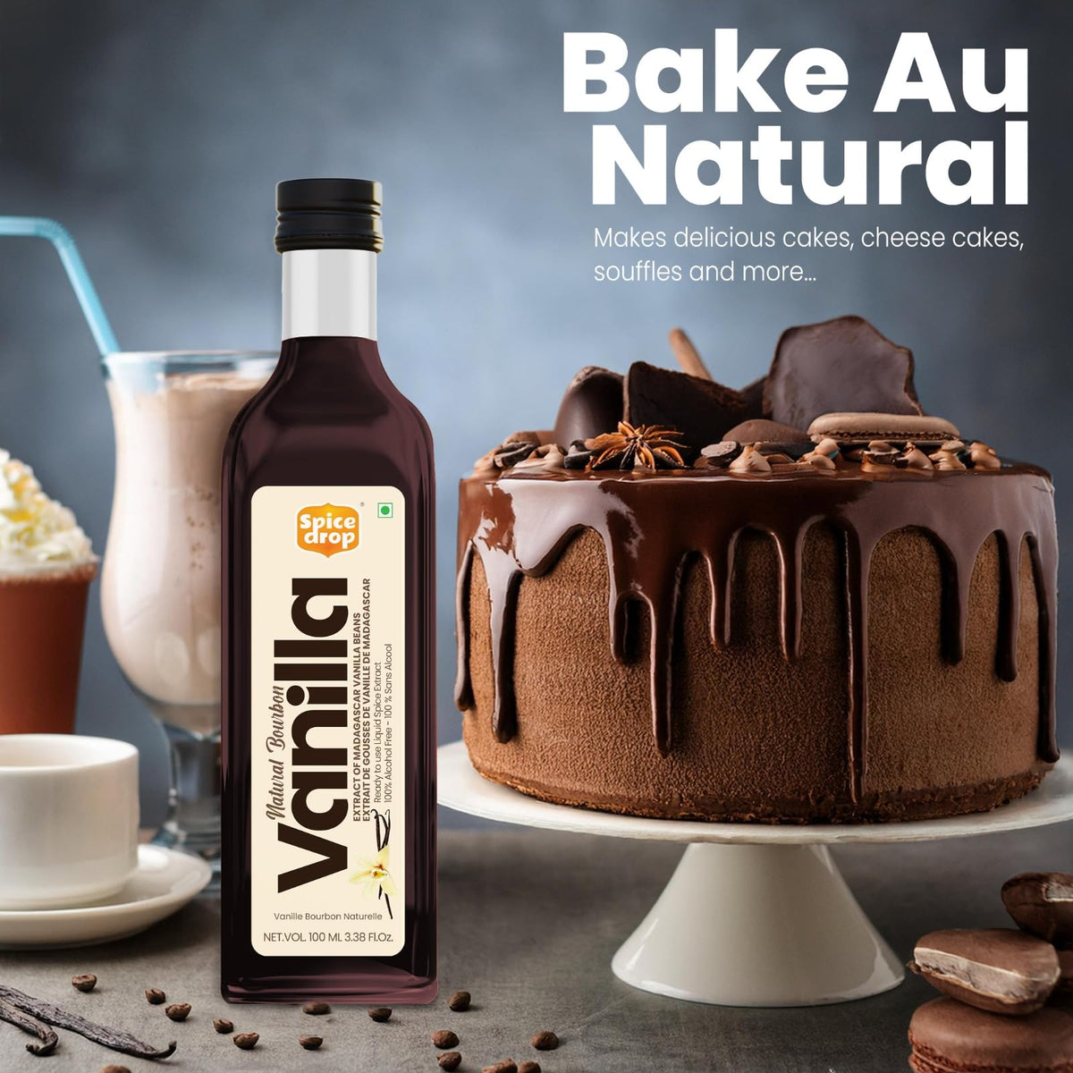Spice Drop vanilla extract ideal for milkshakes and creamy desserts.